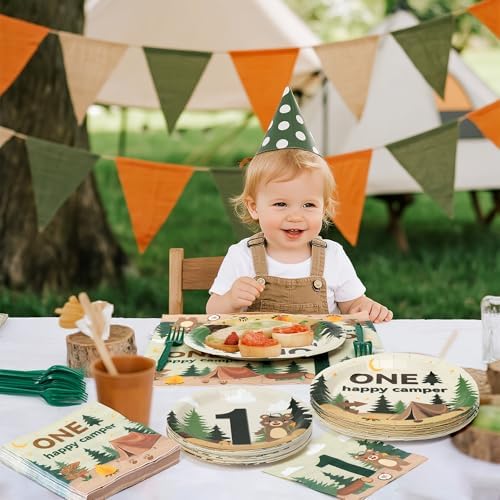 Happy Camper Themed 96Pcs Party Tableware Set