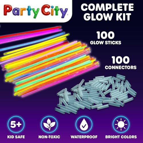 Party City 100 Glow Sticks with Connectors