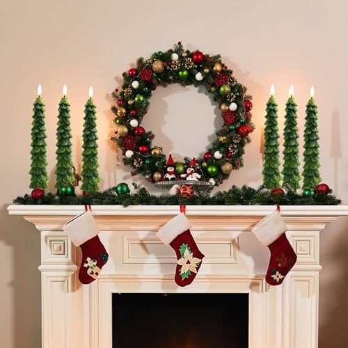 6PCS LED Flameless Tree Taper Candles with Remote and Timer
