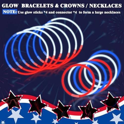 120 PCS 4th of July Glow Sticks for Kids