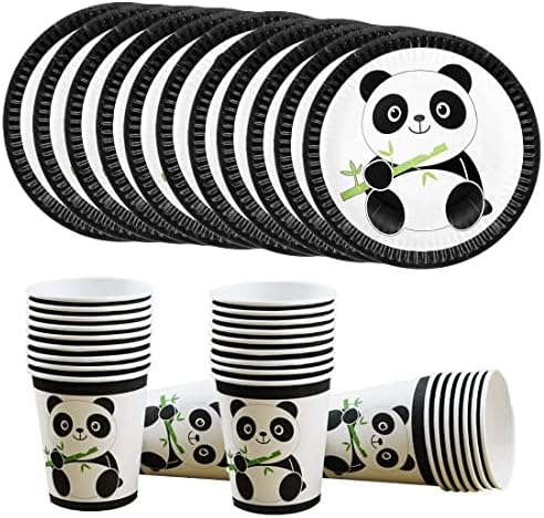 40 Pcs Panda Themed Party Tableware Set for Kids