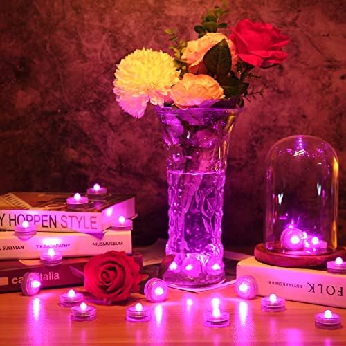HL 12pcs Battery Powered Submersible LED Lights Pink