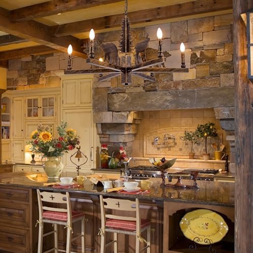 TOCHIC Western Forest Bear Chandelier for Living Room