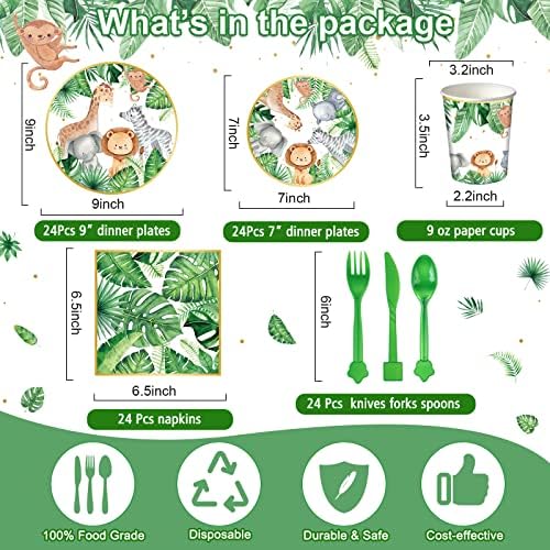 Capoda Jungle Safari Baby Shower Tableware Set 170 Pcs