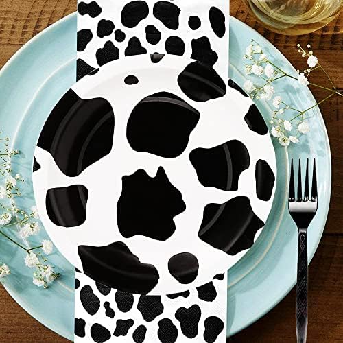 60pcs Cow Print Party Tableware Set for Kids Birthday