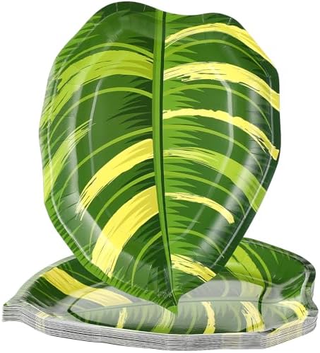 Nuanchu 100 Pcs Tropical Turtle Leaf Party Plates