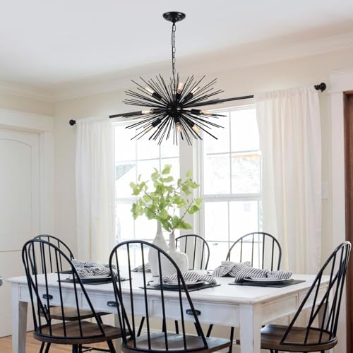 ZIRALIO 24 Inch Black Sputnik 9-Light Chandelier