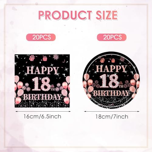 Rose Gold 18th Birthday Plates and Napkins Set