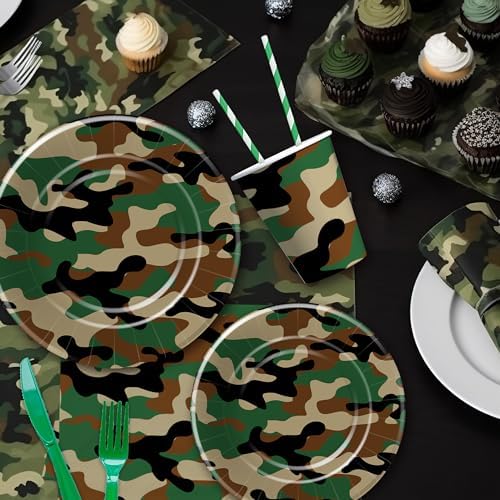 Camouflage Plates Napkins Party Decorations Set for 24 Guests