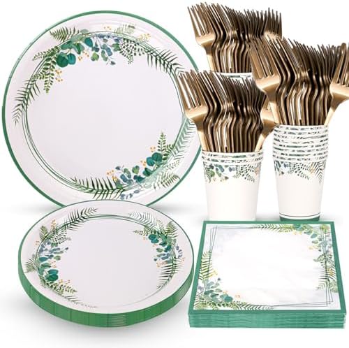 Atonofun Sage Greenery Dinnerware Set for 24 Guests