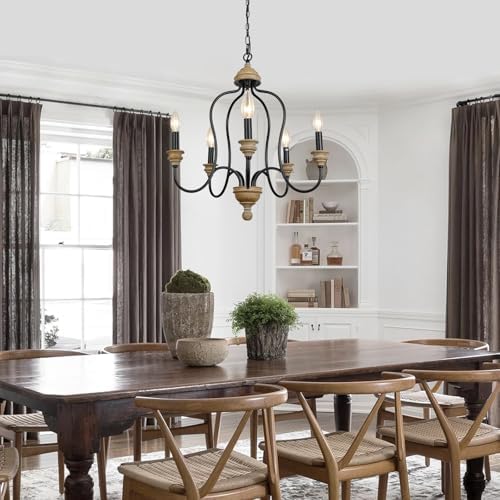Black Rustic Farmhouse 5-Light Chandelier Ceiling Light