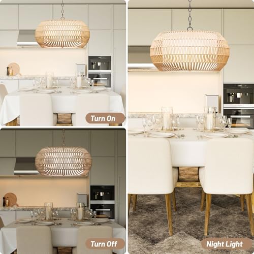 Large Fabric Basket Rattan Chandelier with 5 Lights
