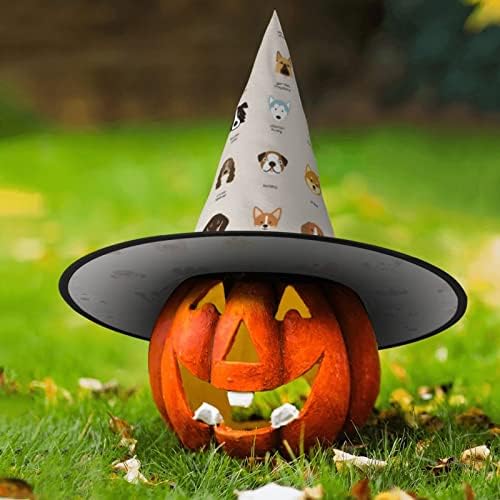 Jbyjbx Dog Breed Print Halloween Witch Hat for Parties and Costumes