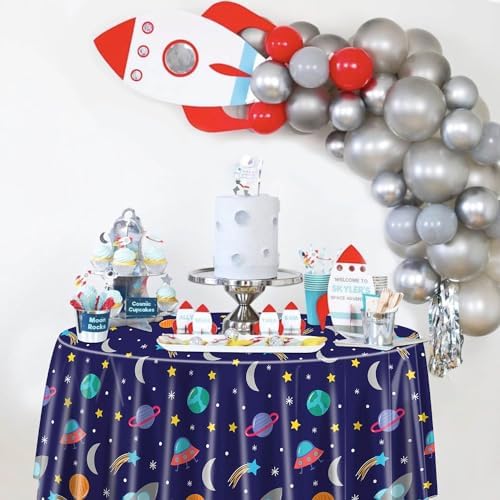 Outer Space Tablecloths 84x84 Inch 3 Pack for Birthday Party