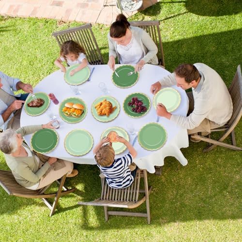 Wiooffen 48Pcs Gradient Green Scalloped Party Plates