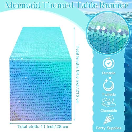 Aodaer Mermaid Party Tableware Set for 50 Guests