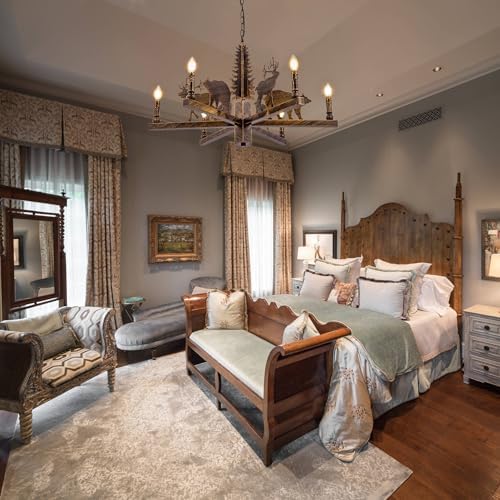 TOCHIC Western Forest Bear Chandelier for Living Room