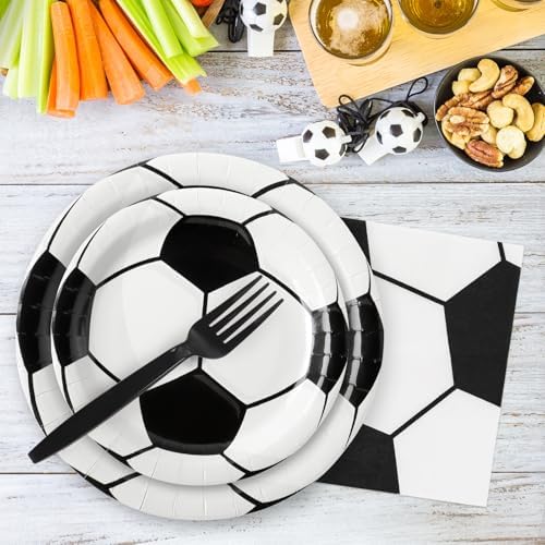 96 Pcs Soccer Party Plates with Napkins and Forks