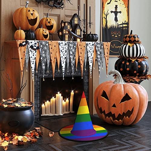 Rainbow Print Witch Hat for Halloween Parties