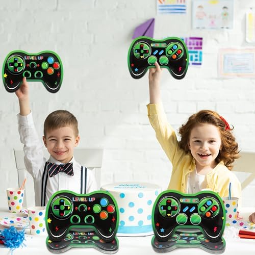 48Pcs Green Gamepad Shaped Paper Plates for Gaming Birthday Party