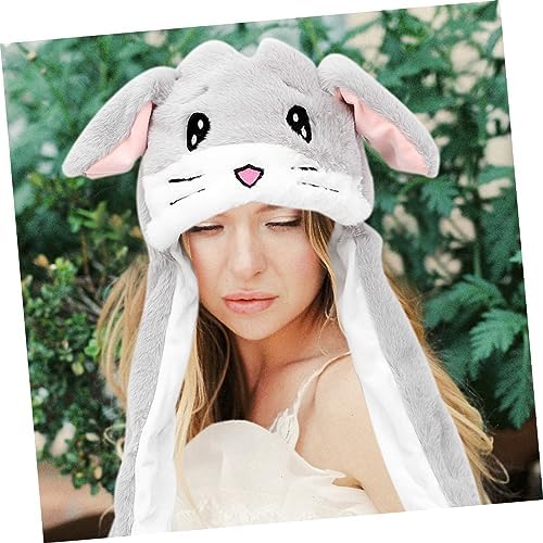 Plush Hamster Hat with Movable Ears for Adults Party Costume Accessory