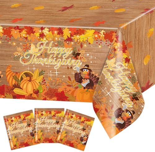 Avezano 3 Pcs Thanksgiving Tablecloths for Rectangle Tables