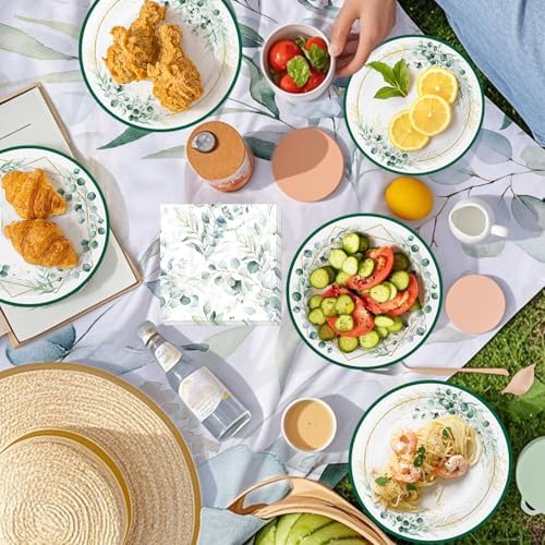 40 Pcs Sage Green Plates and Napkins Set