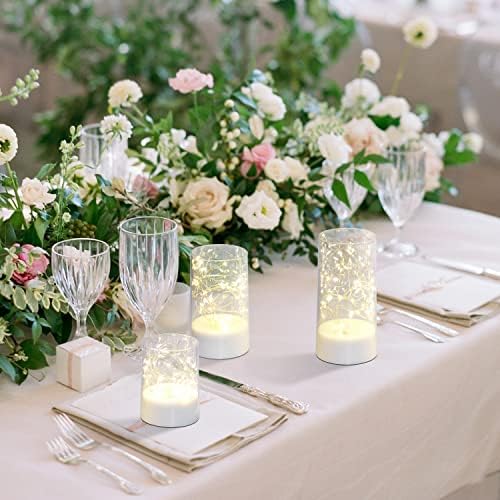Homemory Flameless Candles with Remote and Twinkle Lights Set of 3
