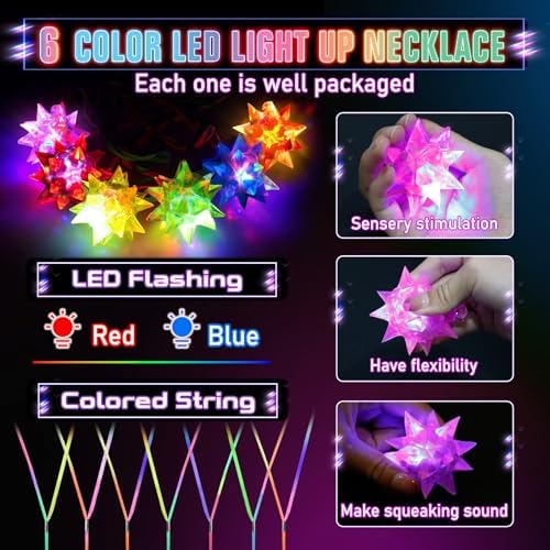 HONLYNE 48pcs Flasing Crystal Star Necklaces