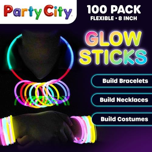 Party City 100 Glow Sticks with Connectors