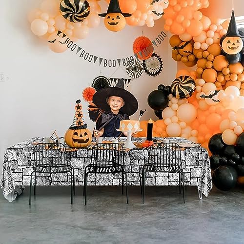 2Pcs Stone Wall Tablecloths Cobblestone Rectangular Table Cover for Medieval Halloween Party