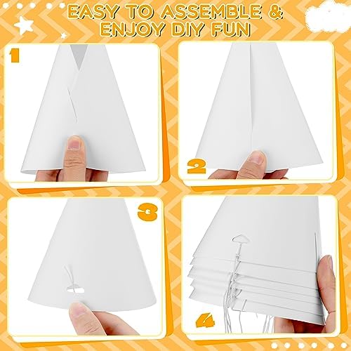 Qilery 100 Pcs White Party Cone Hats DIY for Kids Adults