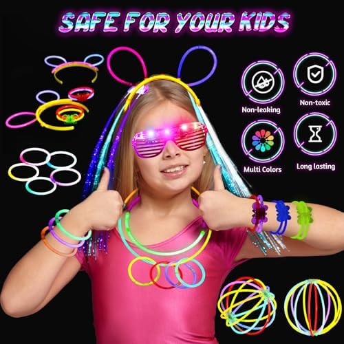 442pcs Glow Sticks Party Pack with LED Glasses and Accessories