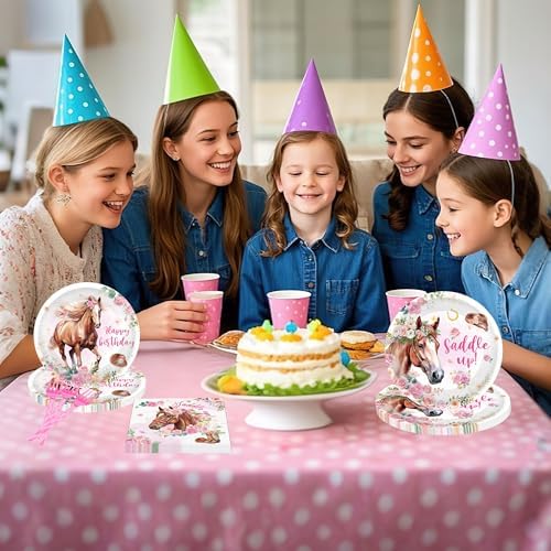 96 Pcs Horse Birthday Party Tableware Set for Girls