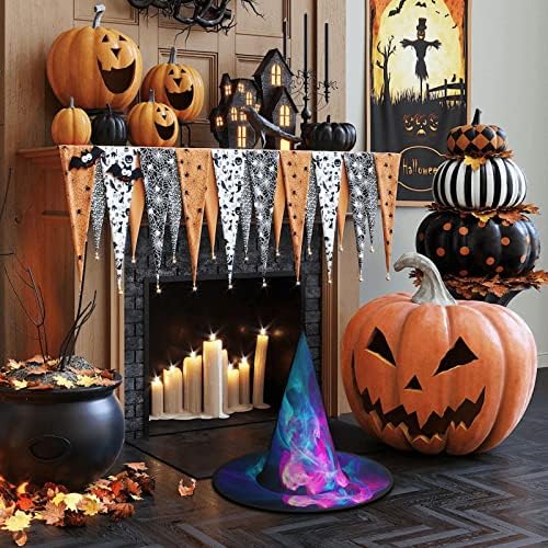 Blue And Red Fire Print Witch Party Hat