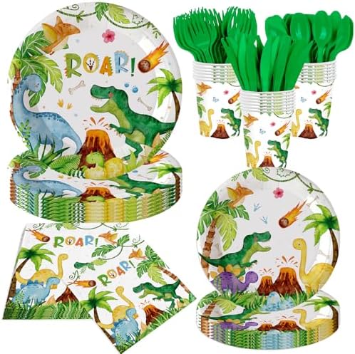 140Pcs Dinosaur Party Tableware Set for 20 Kids