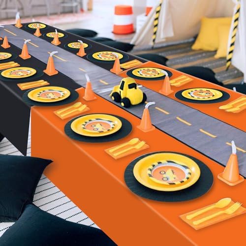 Construction Party Tablecloths - 8 Pcs Set for Kids Birthday