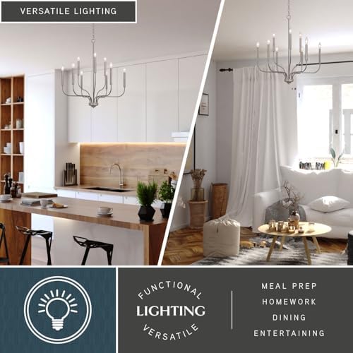 VAXCEL Harris 9 Light Candle Chandelier Satin Nickel