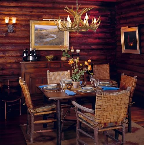Brown Rustic Antler Chandelier 6 Light Farmhouse Style