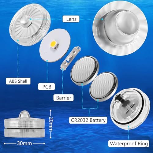HL 12pcs Battery Powered Submersible LED Lights Pink