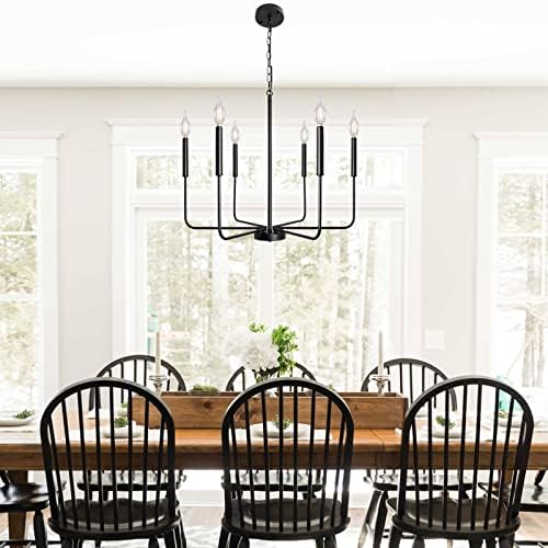 ALISADABOY Black Chandelier 6 Light Farmhouse Pendant Lighting