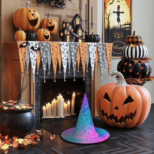 Glitter Sequin Spot Print Witch Hat for Halloween Parties