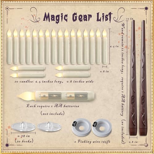 Homemory 20 Pcs Floating LED Candles with Wand Remote and String