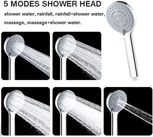 RGRE High Pressure Handheld Shower Head Set with 5 Spray Modes