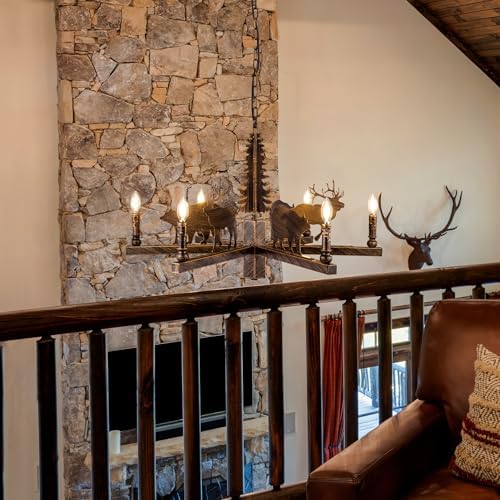 TOCHIC Western Forest Bear Chandelier for Living Room