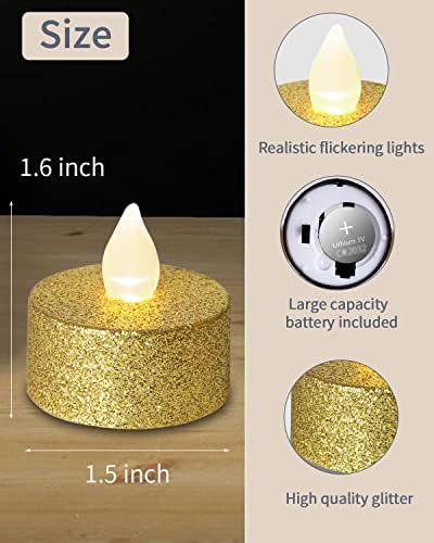 LOGUIDE 24 Pack Gold Flameless LED Tea Lights