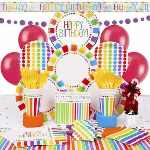 Rainbow Birthday Paper Party Hats 8 Count