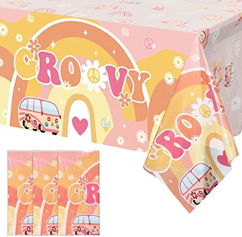 3 Pcs Groovy Retro Hippie Boho Tablecloths