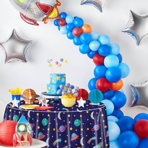 Outer Space Tablecloths 84x84 Inch 3 Pack for Birthday Party