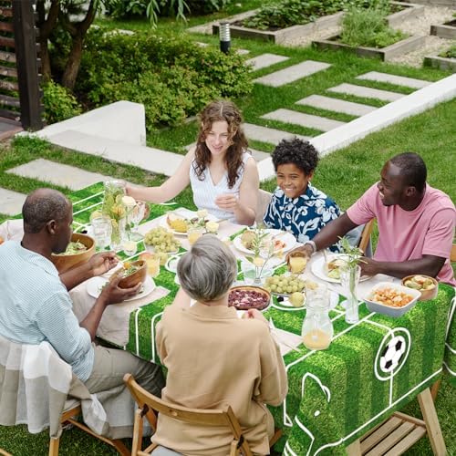 WNINK Soccer Party Tablecloth 4 Pack 54x108 Inch
